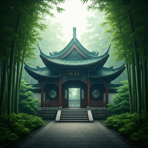 Historic temple in Hangzhou surrounded by bamboo forests.