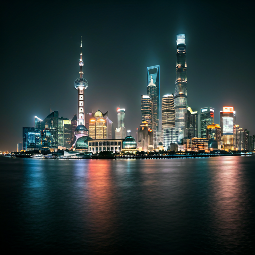 Shanghai skyline at night.